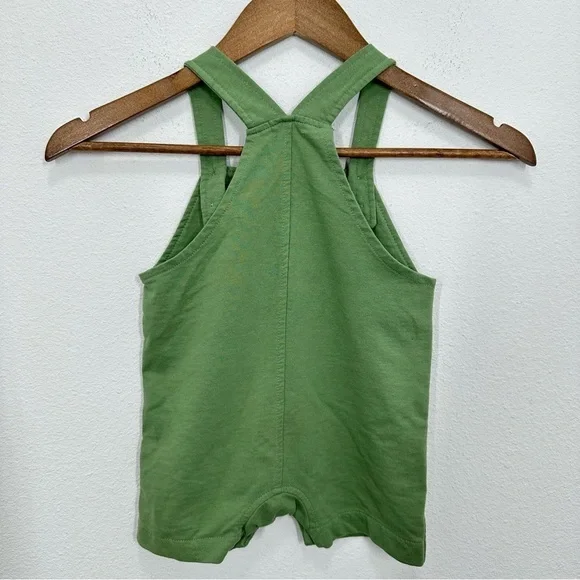 Picapino Toddler Size 24 Month Cotton Snap Overalls Silly Monster Green Shortall - Picture 4 of 4